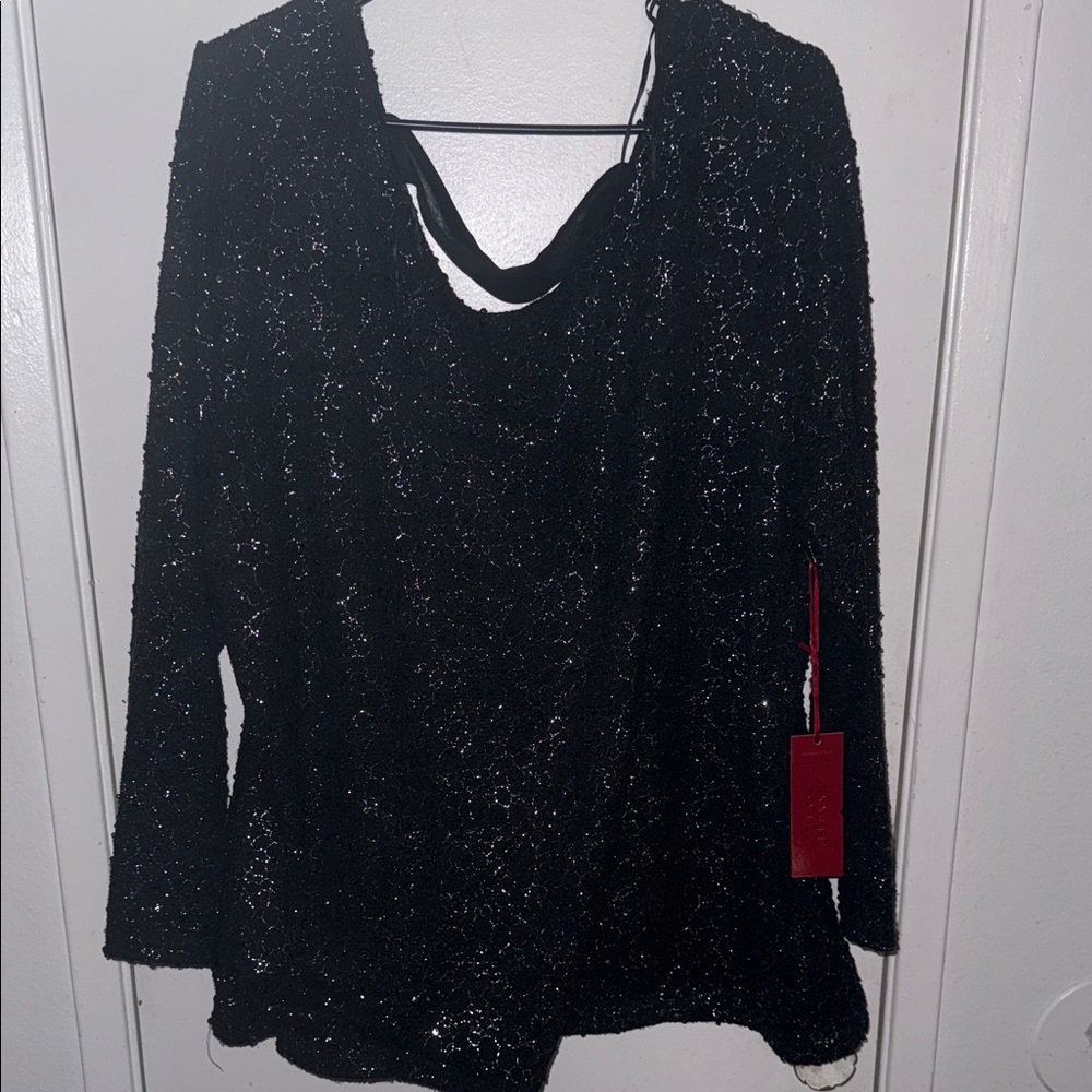 Jennifer Lopez Black Sparkle Blouse